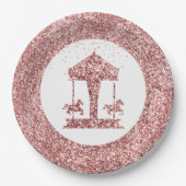 Carrousel Glitter Verjaardag Papieren Bordje (Voorkant)
