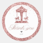 Carrousel Glitter Verjaardag Ronde Sticker (Voorkant)