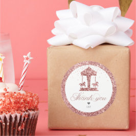 Carrousel Glitter Verjaardag Ronde Sticker