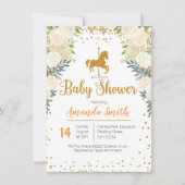 Carrousel Gold White Baby shower-uitnodiging Kaart (Voorkant)