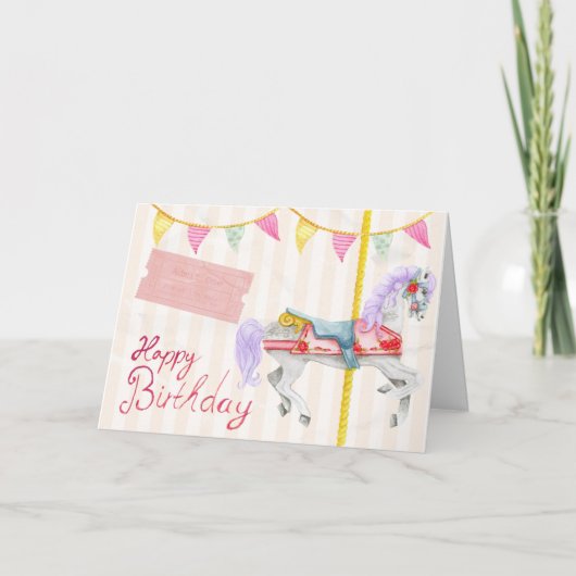Carrousel Happy Birthday Kaart (Voorkant)