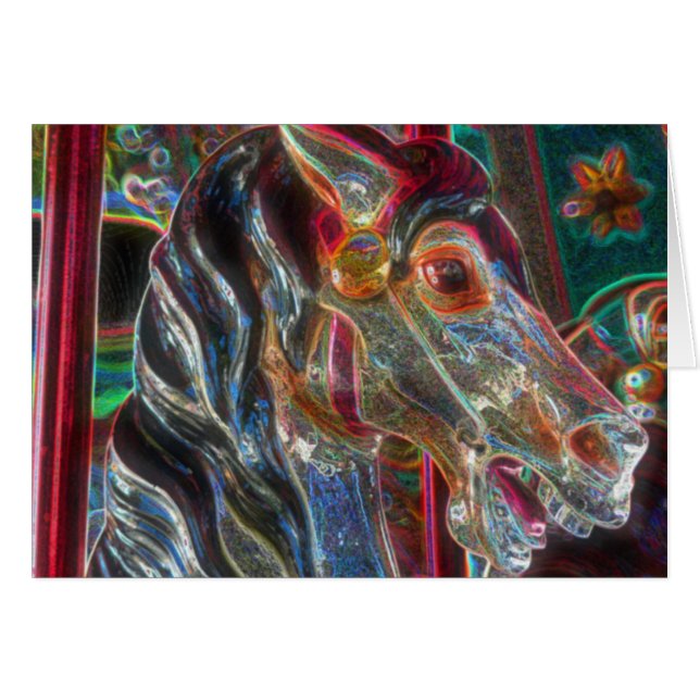 Carrousel Horse Abstracte kunstkaart (Voorkant Horizontaal)