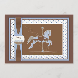 Carrousel Horse Baby Boy Shower-inwijking Kaart