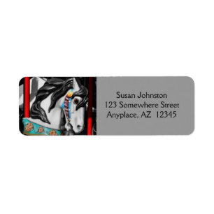 Carrousel Horse Black en White Address Label