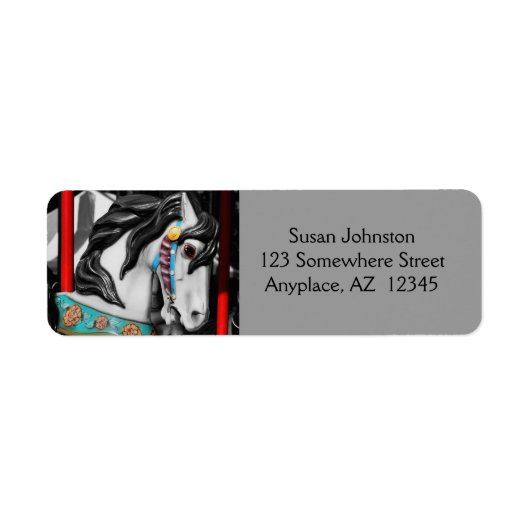 Carrousel Horse Black en White Address Label (Voorkant)