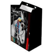 Carrousel Horse Black en White, op maat gesneden Medium Cadeauzakje (Achterkant Gekanteld)
