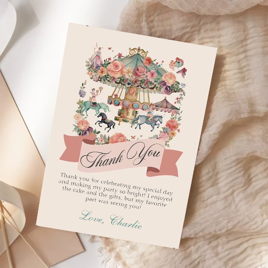Carrousel Horse Carnaval Verjaardag Bedankkaart