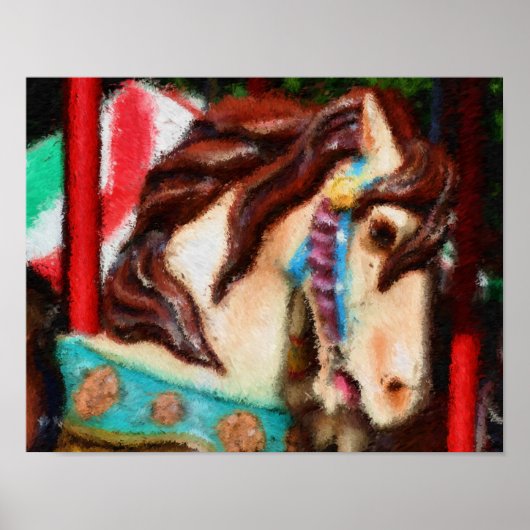 Carrousel Horse Impressionist Painting Poster (Voorkant)