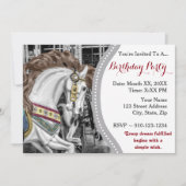 Carrousel Horse Merry-Go-Round verjaardagsfeestje Kaart (Voorkant)