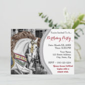 Carrousel Horse Merry-Go-Round verjaardagsfeestje Kaart (Staand voorkant)