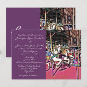 Carrousel Horse Paars Carnival Wedding Invitations Kaart (Voorkant / Achterkant)