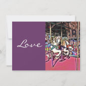 Carrousel Horse Paars Carnival Wedding Invitations Kaart (Achterkant)