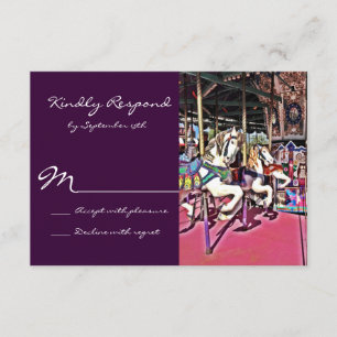 Carrousel Horse Paarse Carnival Wedding RSVP-kaart RSVP Kaartje