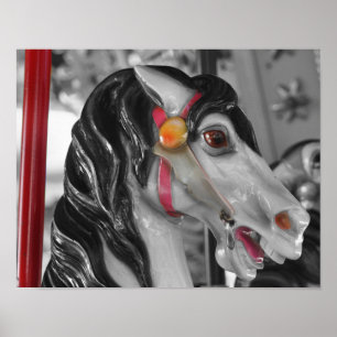 Carrousel Horse Prancer Partial Color Poster
