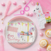 Carrousel Horse (roze) Bord voor zeeppapier (Feest)