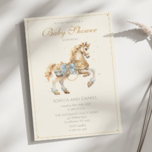  Carrousel Horse Waterverf Baby shower Kaart