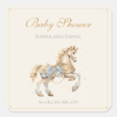  Carrousel Horse Waterverf Baby shower Vierkante Sticker (Voorkant)