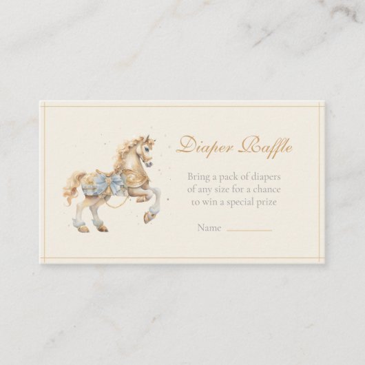  Carrousel Horse Waterverf Luier Raffle Informatiekaartje (Voorkant)