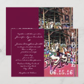 Carrousel Horses Love Carnival Wedding Invitations Kaart (Voorkant / Achterkant)