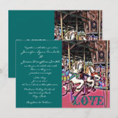 Carrousel Horses Love Carnival Wedding Invitations Kaart (Voorkant / Achterkant)