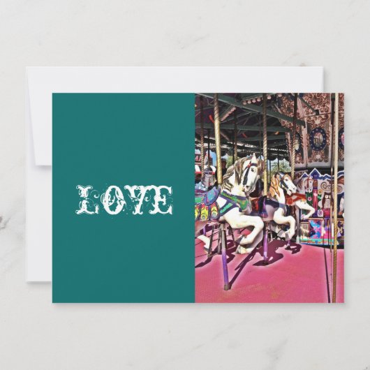 Carrousel Horses Love Carnival Wedding Invitations Kaart (Achterkant)