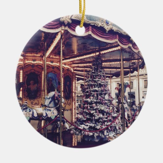  carrousel kerstversiering keramisch ornament (Voorkant)