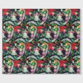 Carrousel kerstversieringspapier voor feestdagen cadeaupapier (Vlak)