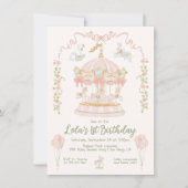 Carrousel Merry-go-round Verjaardagsfeest Kaart (Voorkant)