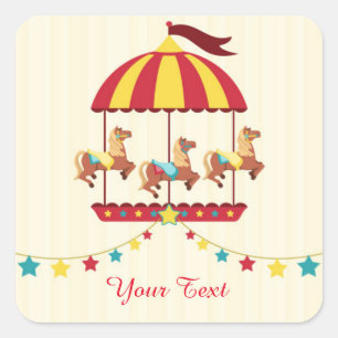 Carrousel met Star Bunting Vierkante Sticker
