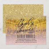 Carrousel Modern Gold & Roze Typografie Baby showe Kaart (Voorkant / Achterkant)