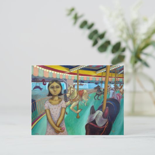 Carrousel - Oorspronkelijk schilderen door Lora Sh Briefkaart (Staand voorkant)
