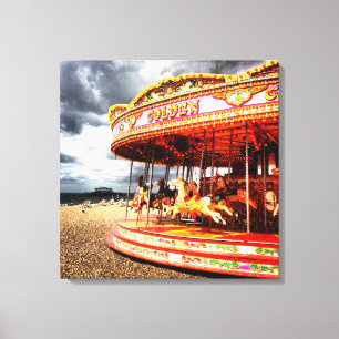 Carrousel op Brighton Beach Canvas Afdruk