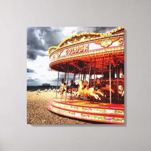 Carrousel op Brighton Beach Canvas Afdruk (Voorkant)