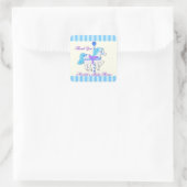 Carrousel Paard Baby Blauwe Sterren Dank je Vierkante Sticker (Tas)