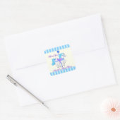 Carrousel Paard Baby Blauwe Sterren Dank je Vierkante Sticker (Envelop)