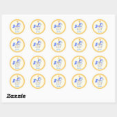 Carrousel Paard Blauw Gouden Sterren Ronde Sticker (Vel)