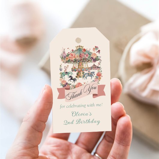 Carrousel Paard Carnaval Verjaardag Bedankt Cadeaulabel