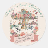 Carrousel Paard Carnaval Verjaardagsfeest Ronde Sticker (Voorkant)