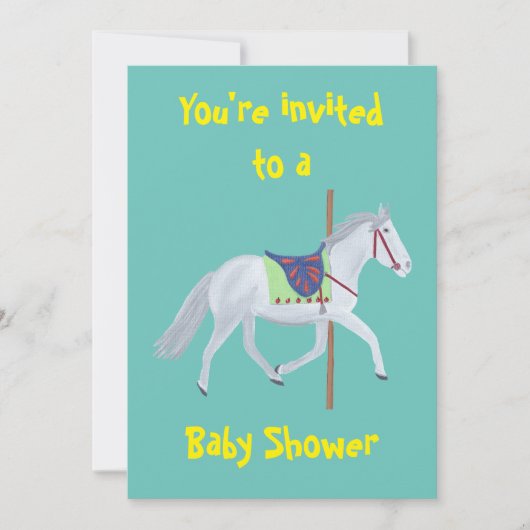 Carrousel Paard Custom Baby Douche Uitnodigingen (Voorkant)