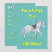 Carrousel Paard Custom Baby Douche Uitnodigingen (Voorkant / Achterkant)