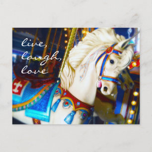 Carrousel Paard Foto Live Lach Liefde Script Bold Briefkaart