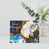 Carrousel Paard Foto Live Lach Liefde Script Bold Briefkaart (Staand voorkant)