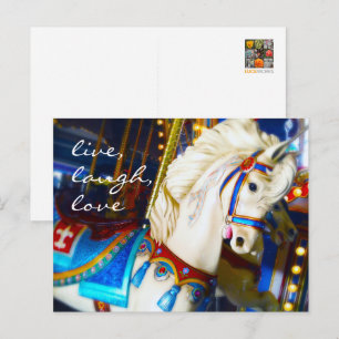 Carrousel Paard Foto Live Lach Liefde Script Bold Briefkaart