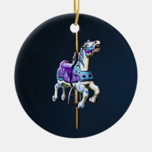 Carrousel Paard Gekleed in Lavendel en Blauw Keramisch Ornament