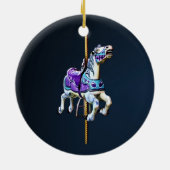 Carrousel Paard Gekleed in Lavendel en Blauw Keramisch Ornament (Achterkant)