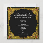 Carrousel Paard Goud Rood Zwart Regal Verjaardagsf Kaart (Achterkant)