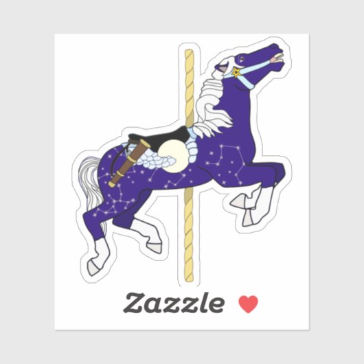Carrousel Paard met nachtelijke hemel ontwerp Sticker (Vel)