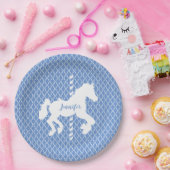 Carrousel Paard Patroon Uw Kleuren Papieren Bordje (Feest)