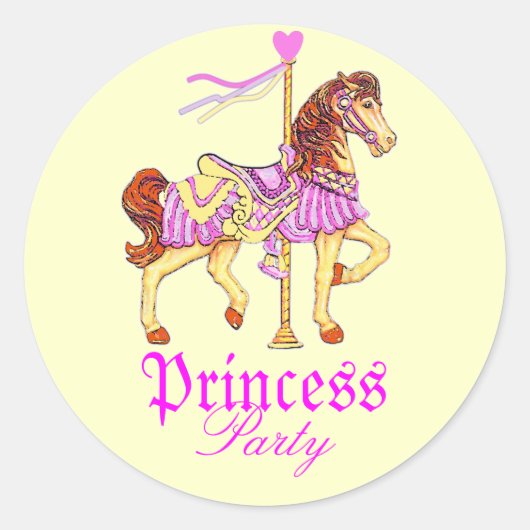Carrousel Paard Prinses Party Ronde Sticker (Voorkant)