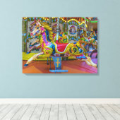 Carrousel paard uitzicht canvas print (Insitu (Houten vloer))